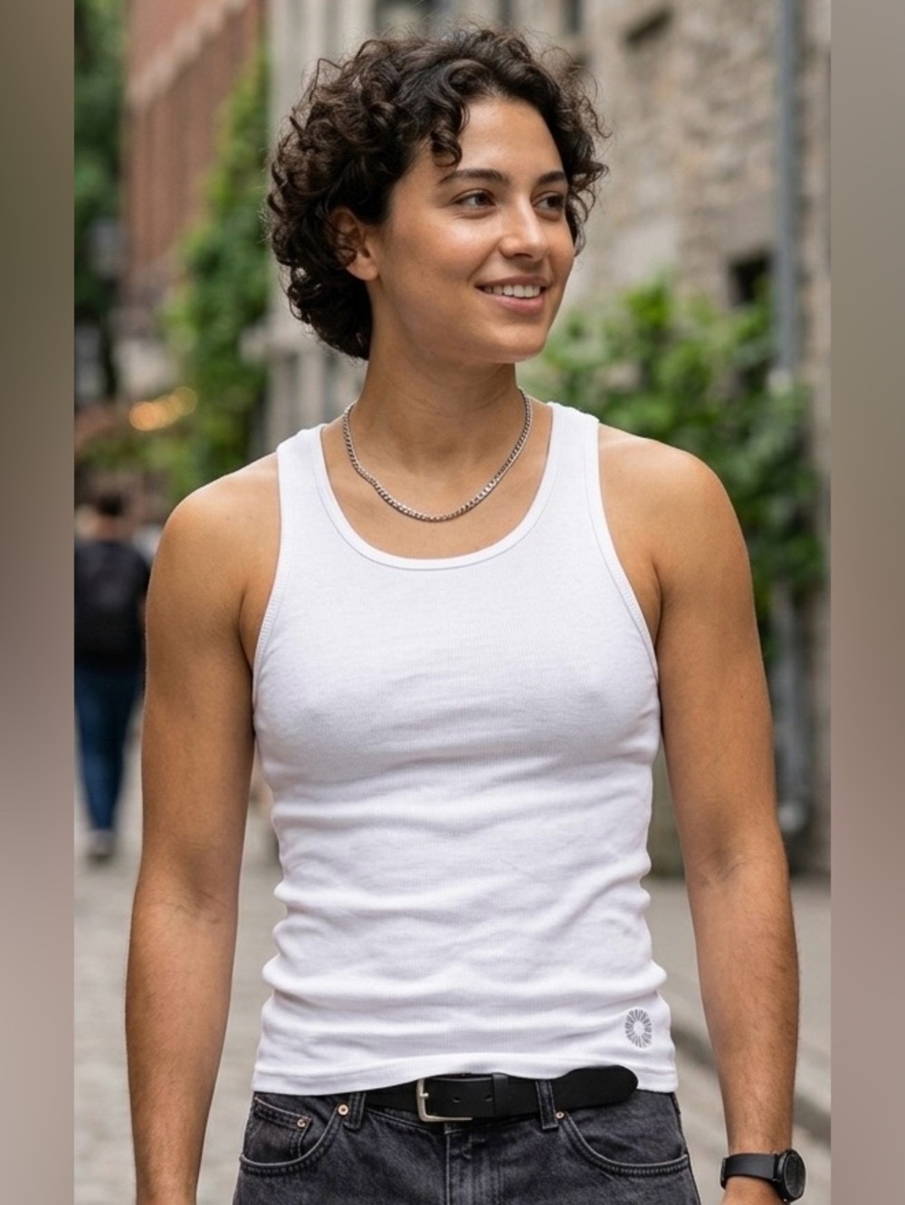 Akademiks White Ribbed Tank Top Cami Unisex Racerback Size Large